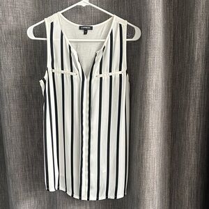 Express Monochrome Striped Sleeveless Blouse